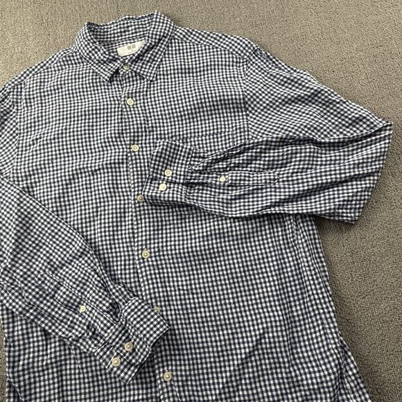 Uniqlo Shirt Adult Medium Check Button Up Linen Long Sleeve Casual Men's - Picture 2 of 13